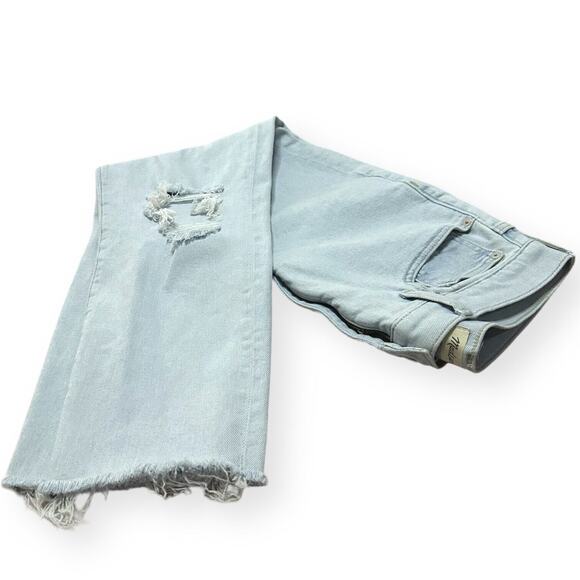 MADEWELL Momjean Slim Straight High Rise Baggy Relaxed Frayed Raw Hem Ripped 28 - Picture 10 of 11